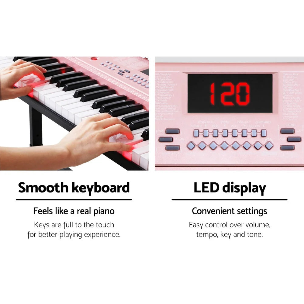 Electronic Piano Keyboard 61-Key Lighted with LED Holder