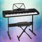Black piano keyboard with white keys and black top control panel