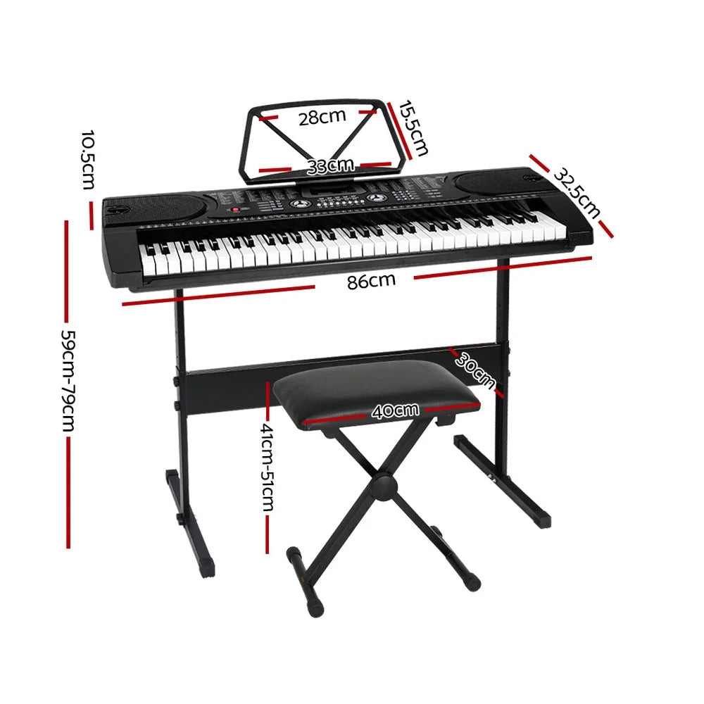 Electronic Piano Keyboard 61 Keys Digital with Stand Stool