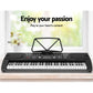 Black piano keyboard with electronic keyboard and folding stand
