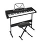 Piano keyboard with control buttons and full keyboard layout