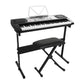 Silver piano keyboard with electronic keyboard and folding stand