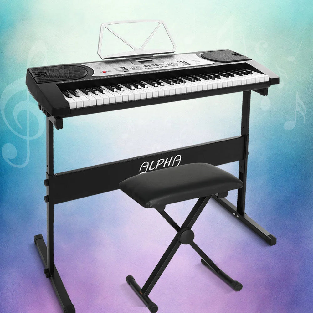 Silver electronic piano keyboard with keys digital stand stool