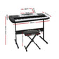 Silver piano keyboard with white keys and black top control panel