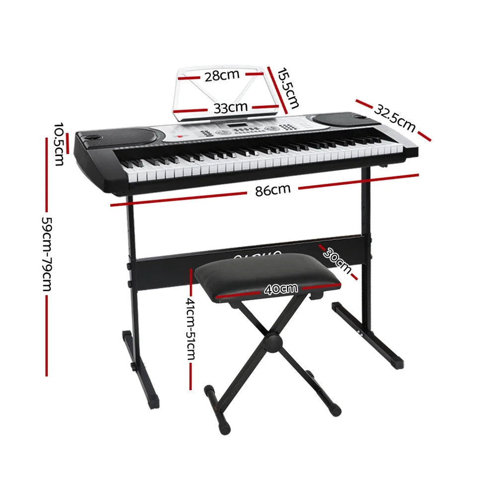 Electronic Piano Keyboard 61 Keys Digital with Stand Stool