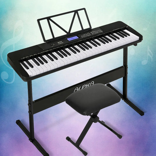 Electronic Piano Keyboard 61 Keys Digital with Stand Stool