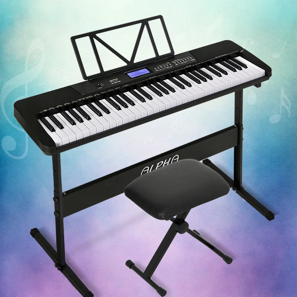 Electronic Piano Keyboard 61 Keys Digital with Stand Stool
