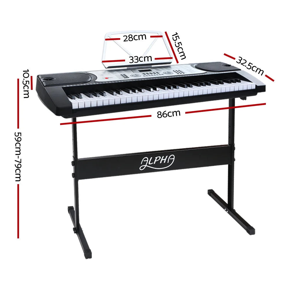 Electronic Piano Keyboard 61 Keys LED Silver with Music