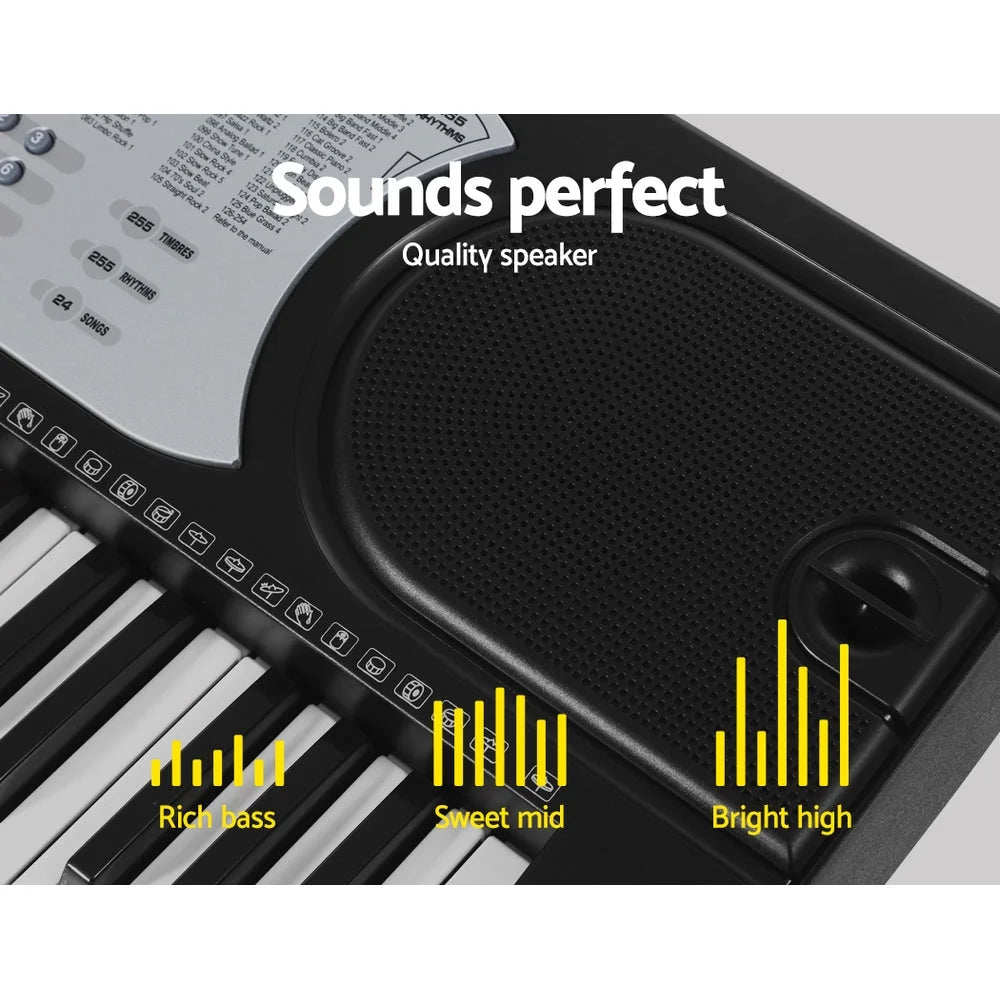 Electronic Piano Keyboard 61 Keys LED Silver with Music