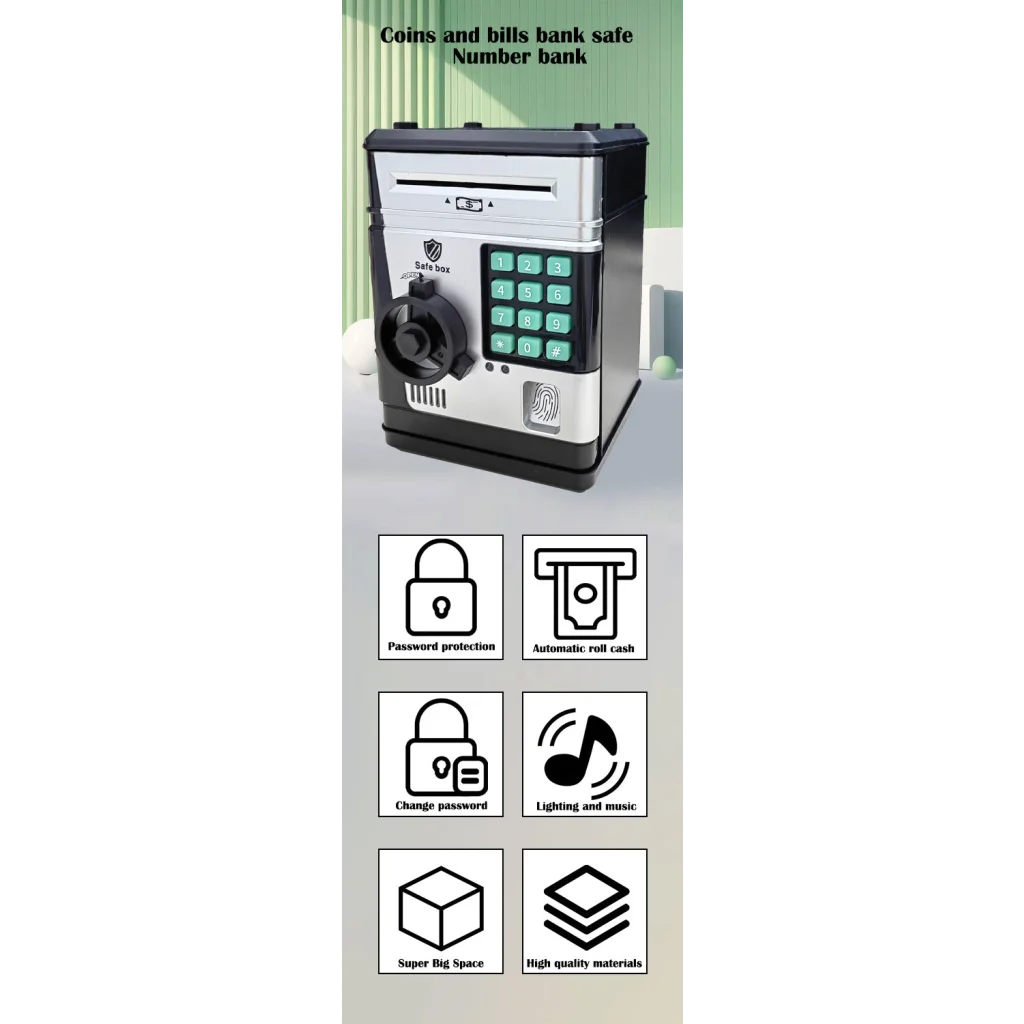 Electronic Piggy Bank Safe Box for Kids - Automatic Bill &