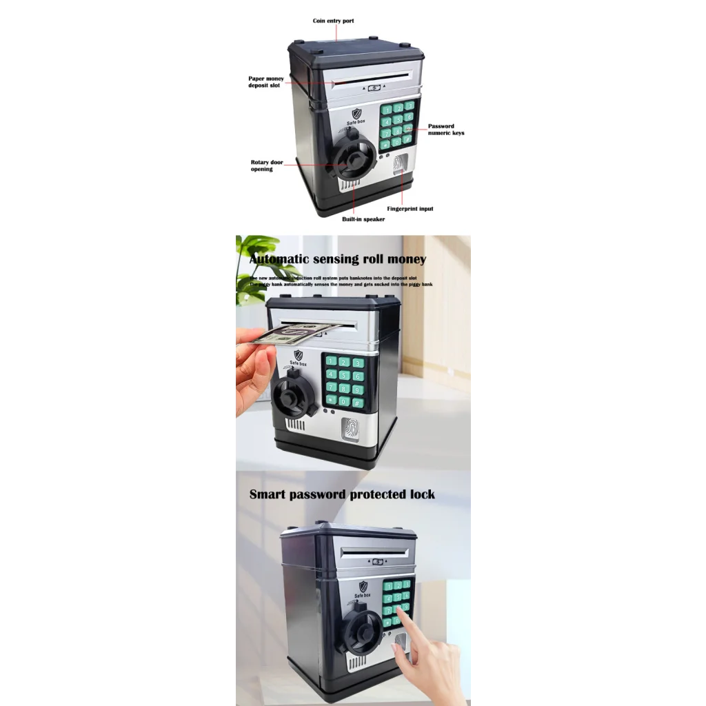 Electronic Piggy Bank Safe Box for Kids - Automatic Bill &