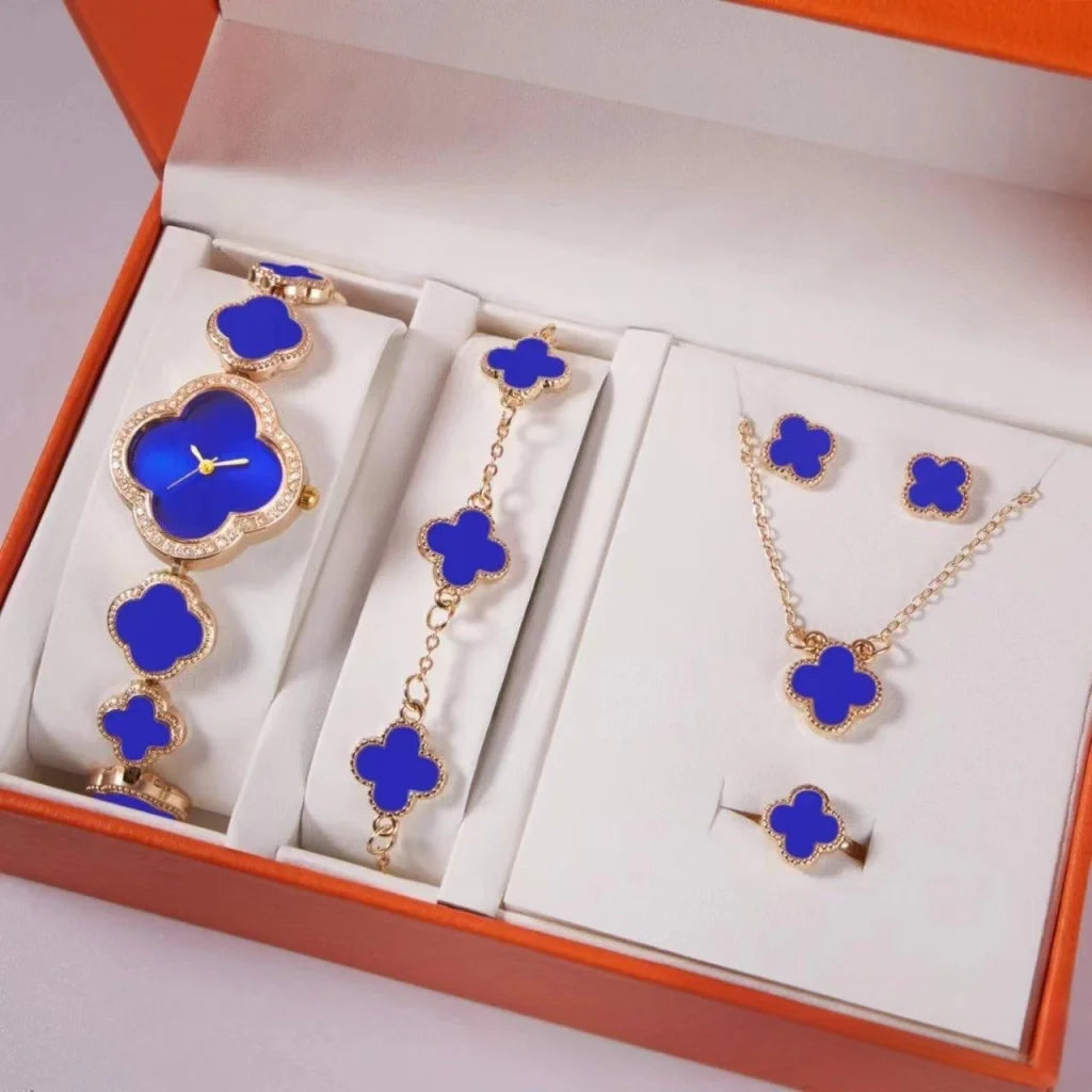 Elegant 5-Piece Women’s Jewelry & Watch Set - Crystal