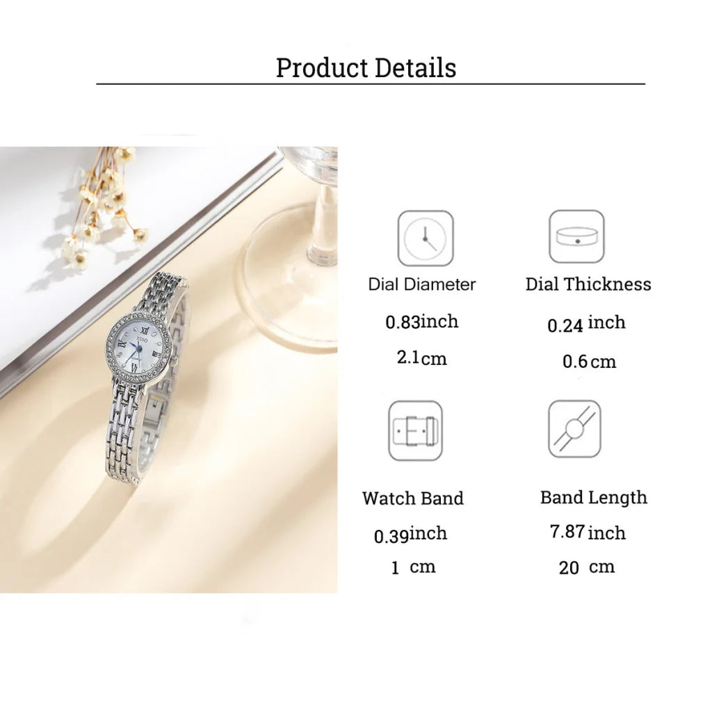 Elegant 5-Piece Women’s Jewelry & Watch Set - Crystal