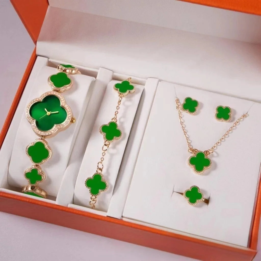 Elegant 5-Piece Women’s Jewelry & Watch Set - Crystal