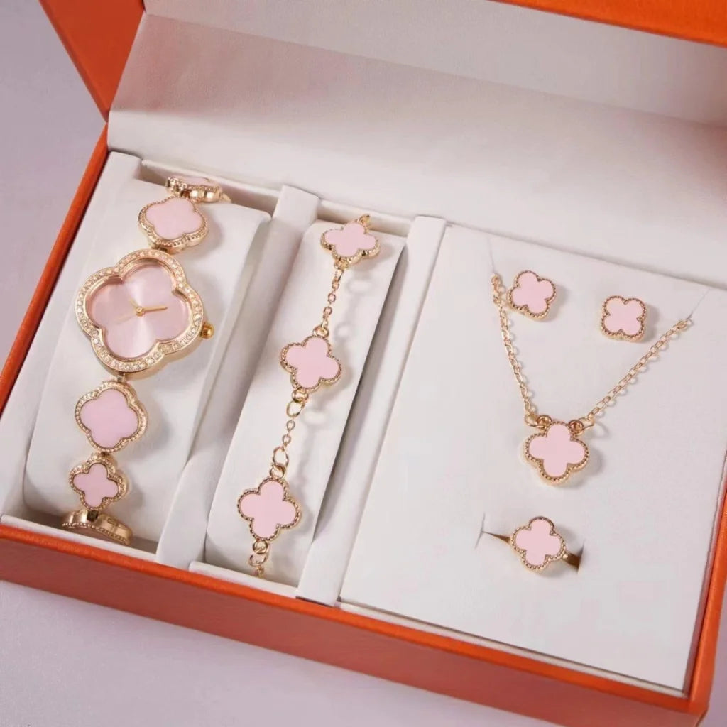 Elegant 5-Piece Women’s Jewelry & Watch Set - Crystal