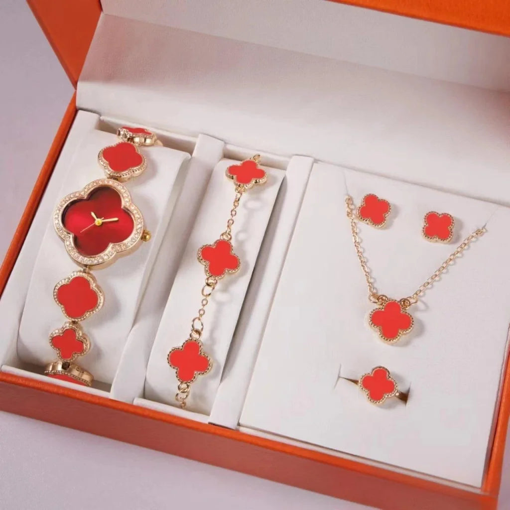 Elegant 5-Piece Women’s Jewelry & Watch Set - Crystal