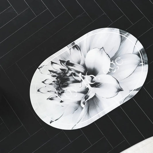 Elegant Floral Print Absorbent Floor Mat - Quick Dry