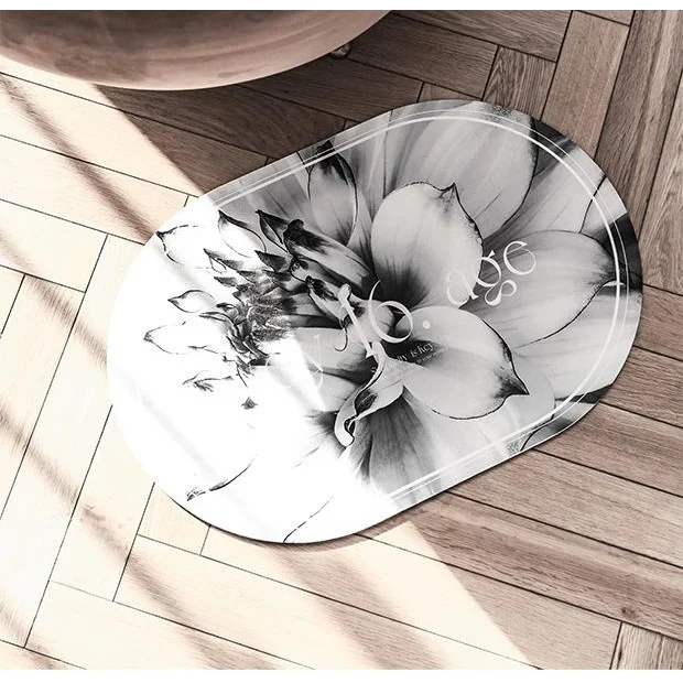 Elegant Floral Print Absorbent Floor Mat - Quick Dry