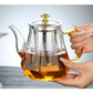 Elegant Glass Teapot with Gold Handle and Stainless Steel