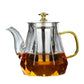 Elegant Glass Teapot with Gold Handle and Stainless Steel