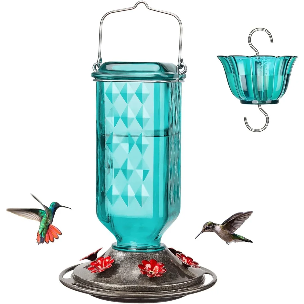 Elegant Hanging Hummingbird Feeder - Decorative Glass