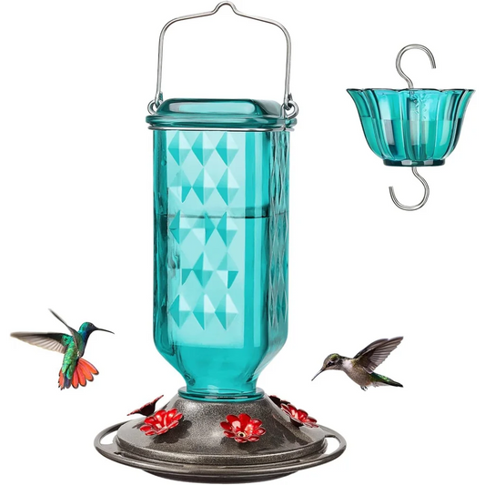 Elegant Hanging Hummingbird Feeder - Decorative Glass