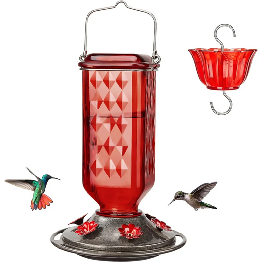Elegant Hanging Hummingbird Feeder - Decorative Glass