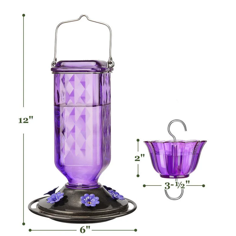 Elegant Hanging Hummingbird Feeder - Decorative Glass