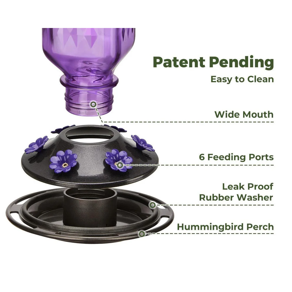 Elegant Hanging Hummingbird Feeder - Decorative Glass