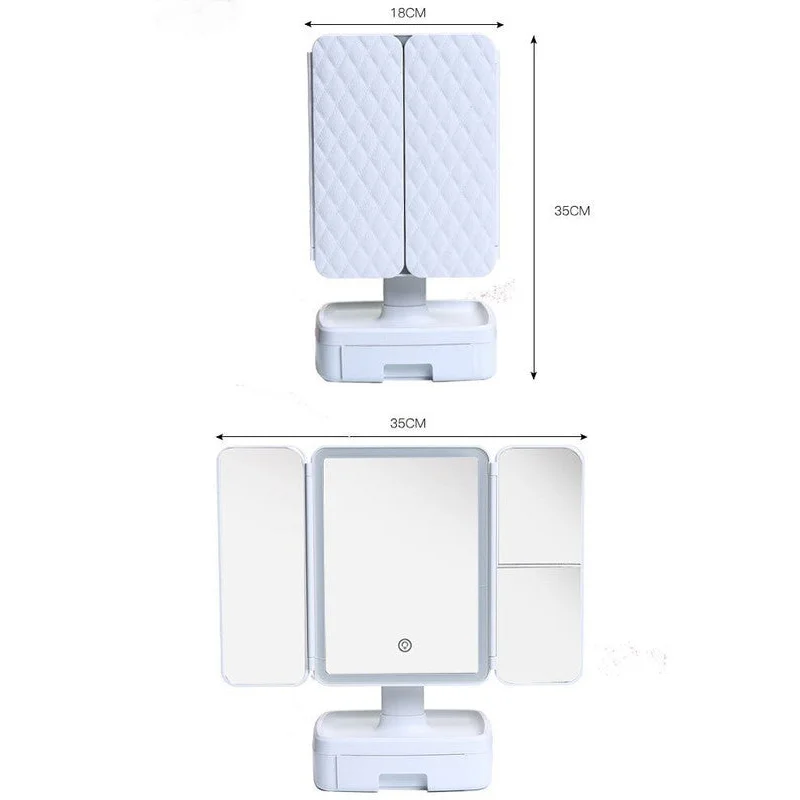 Elegant Tri-Fold Shell LED Vanity Mirror - Smart Makeup
