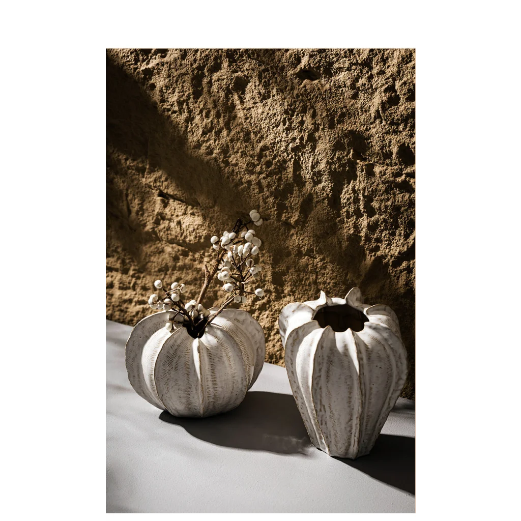 Elegant White Ceramic Pumpkin-Shaped Vase – Modern