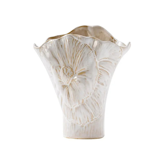 Elegant white vintage ceramic vase - decorative home