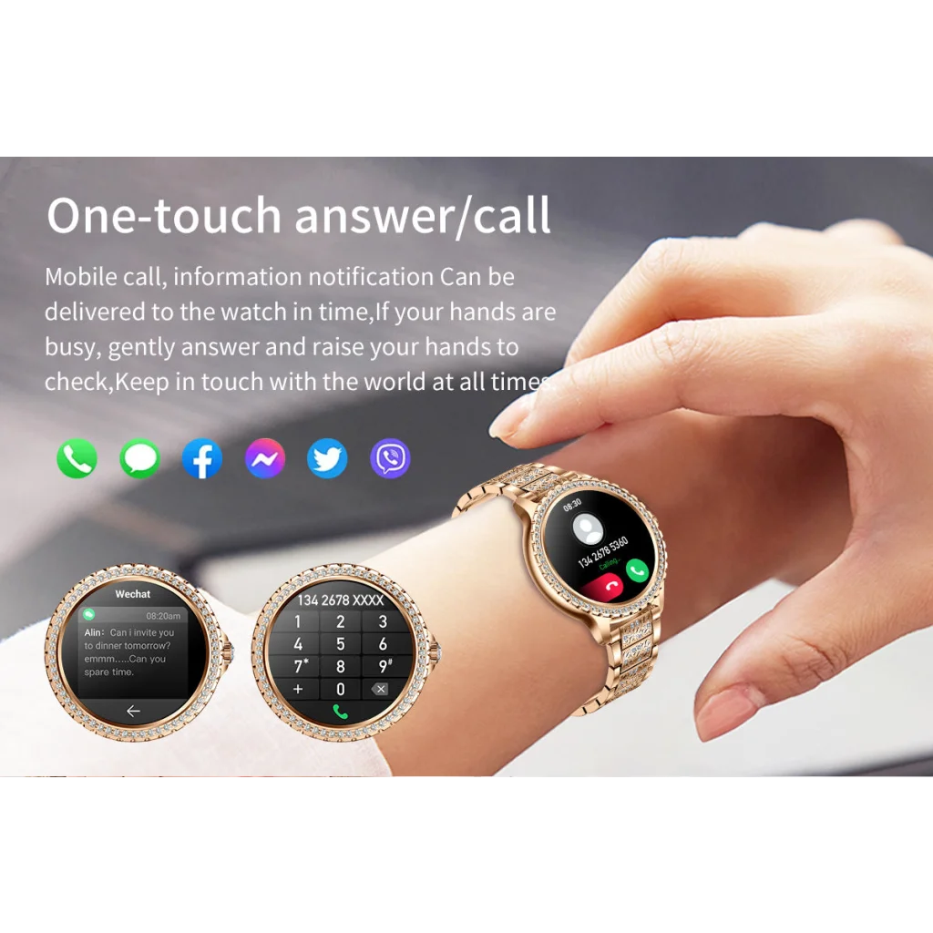 Elegant Women’s Smartwatch,HD Touchscreen Bluetooth Calls