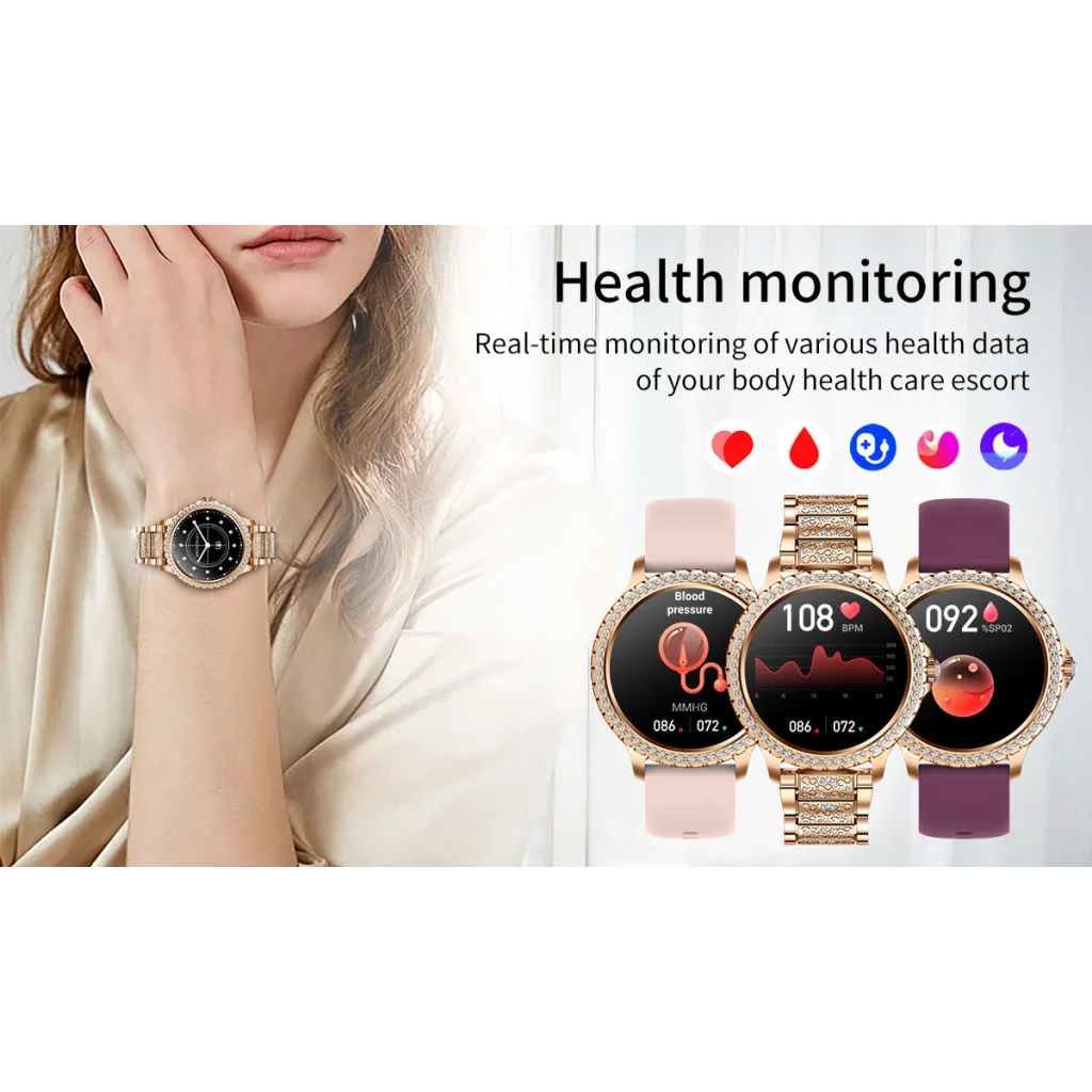 Elegant Women’s Smartwatch,HD Touchscreen Bluetooth Calls