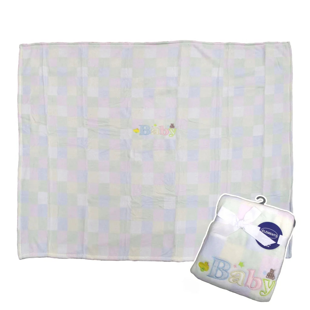 Elements Embroidery Baby Coral Fleece Blanket - Cot - Home