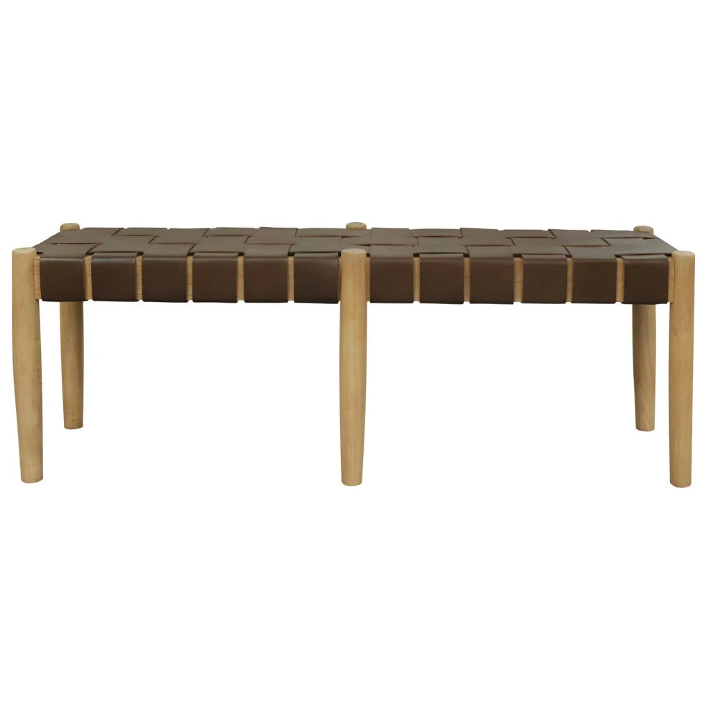 Elliot Leather Bench (Natural) - Furniture > Living Room >