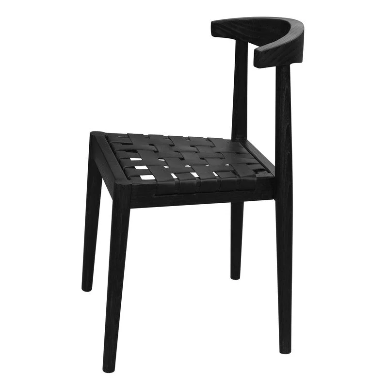 Elliot Leather Dining Chair (Black) - Furniture > Dining >