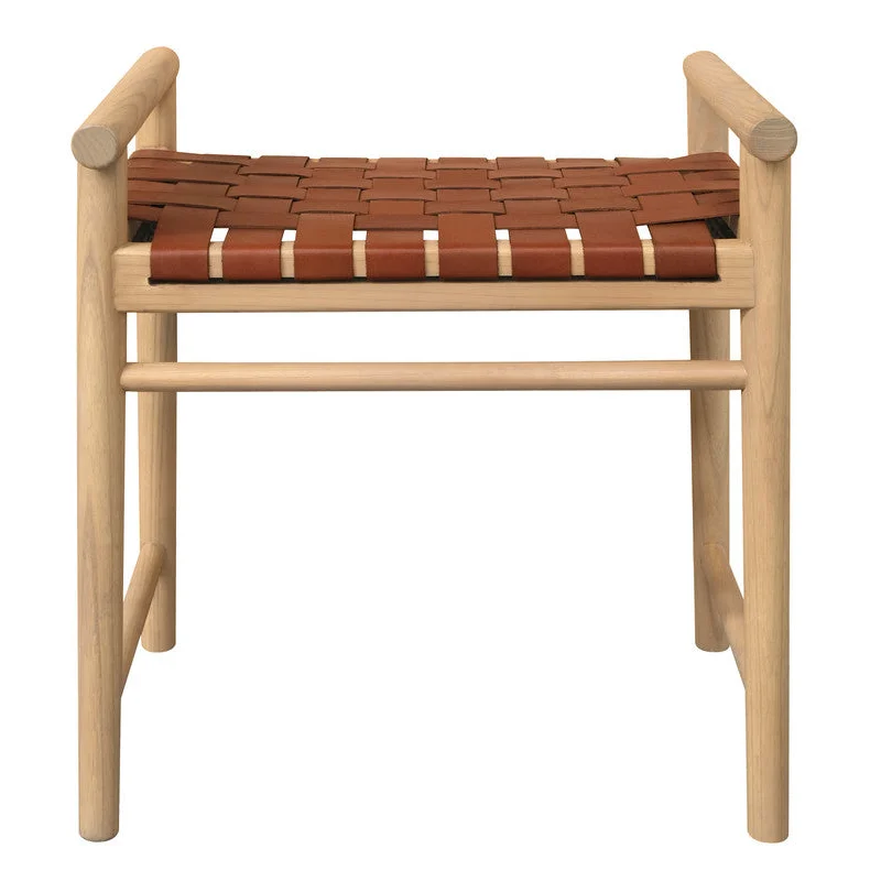 Elliot Single Seater Bench with Leather - Natural