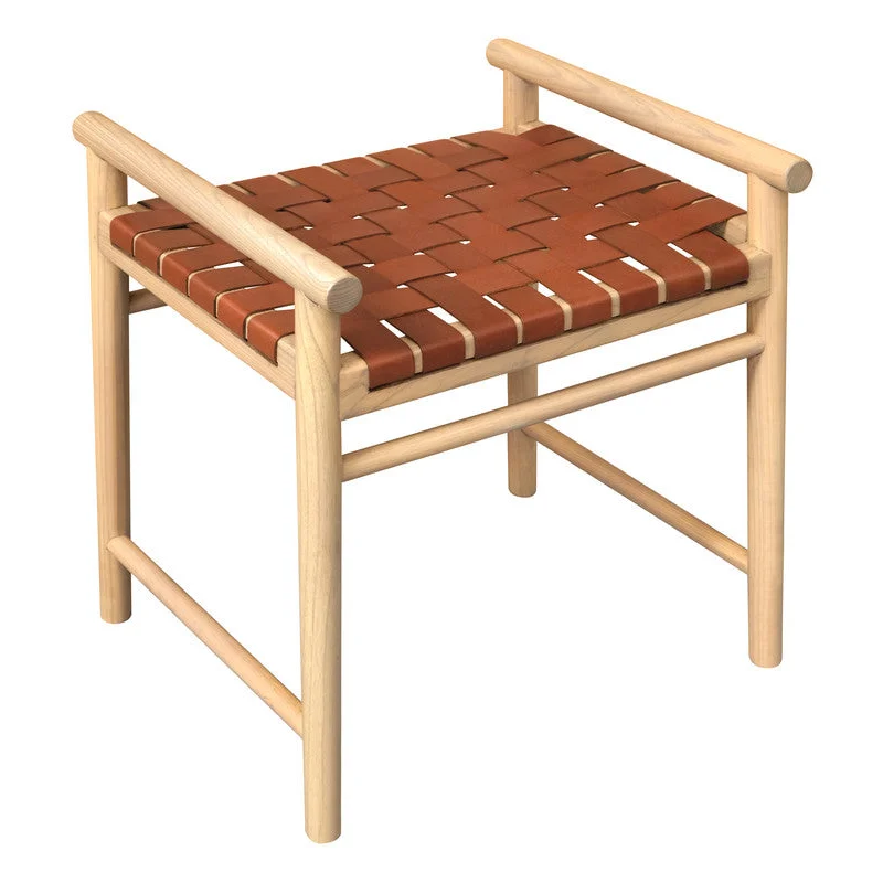 Elliot Single Seater Bench with Leather - Natural
