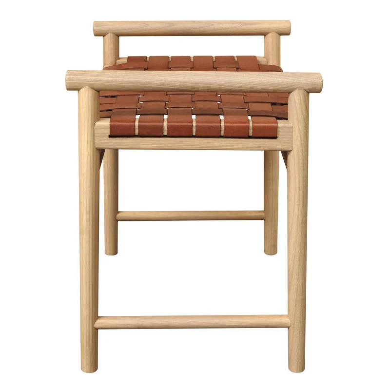 Elliot Single Seater Bench with Leather - Natural