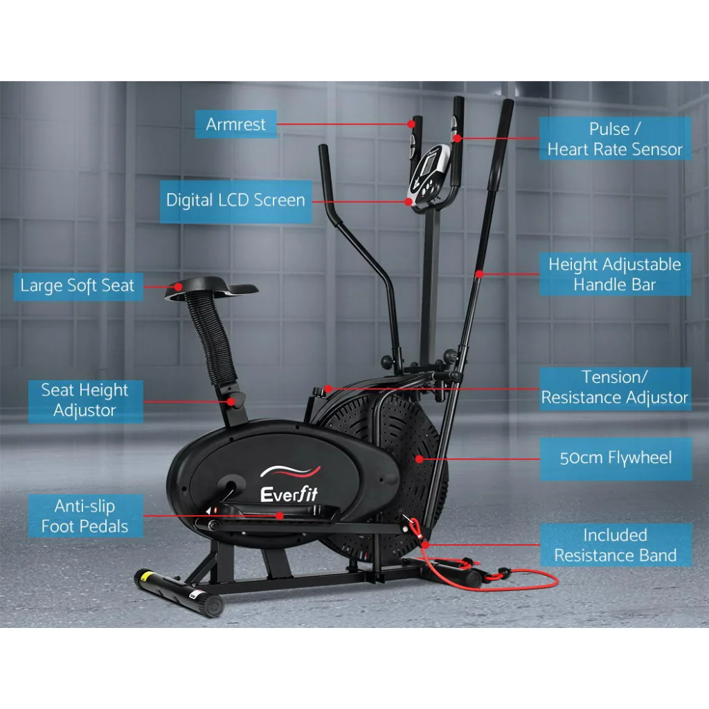 Elliptical Cross Trainer 5-in-1 Exercise Bike Home Gym