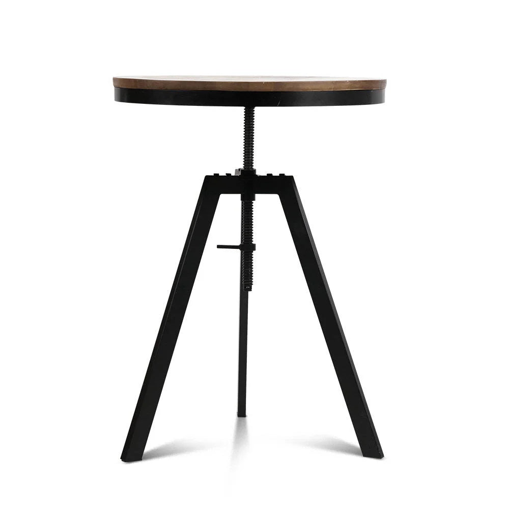 Elm Wood Dining Table Round Dark Brown - Bar Stools & Chairs