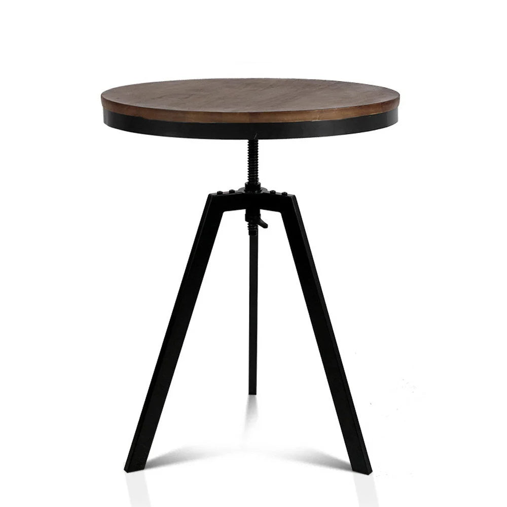 Elm Wood Dining Table Round Dark Brown - Bar Stools & Chairs