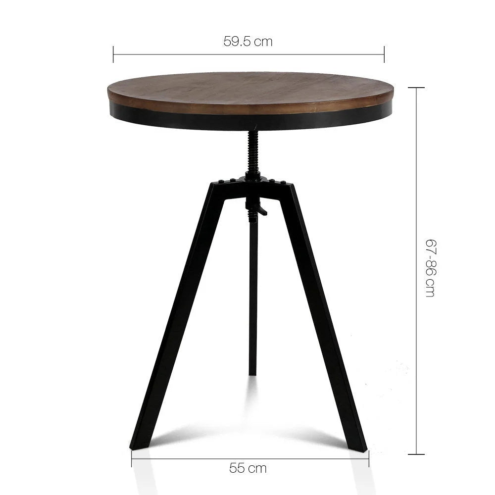 Elm Wood Dining Table Round Dark Brown - Bar Stools & Chairs
