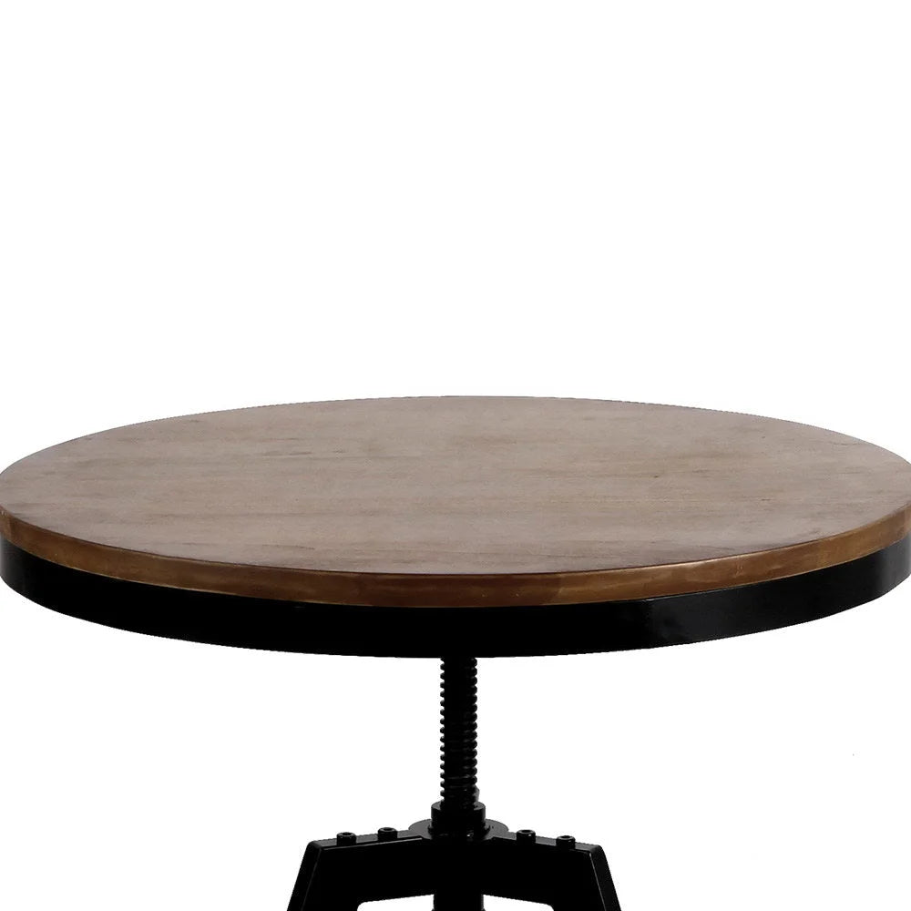 Elm Wood Dining Table Round Dark Brown - Bar Stools & Chairs