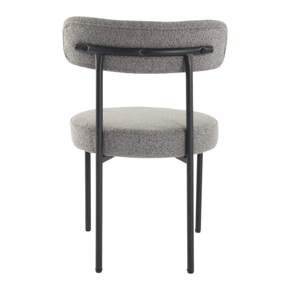 Elsa Dining Chairs Plush Boucle Cushioned in Slate Grey