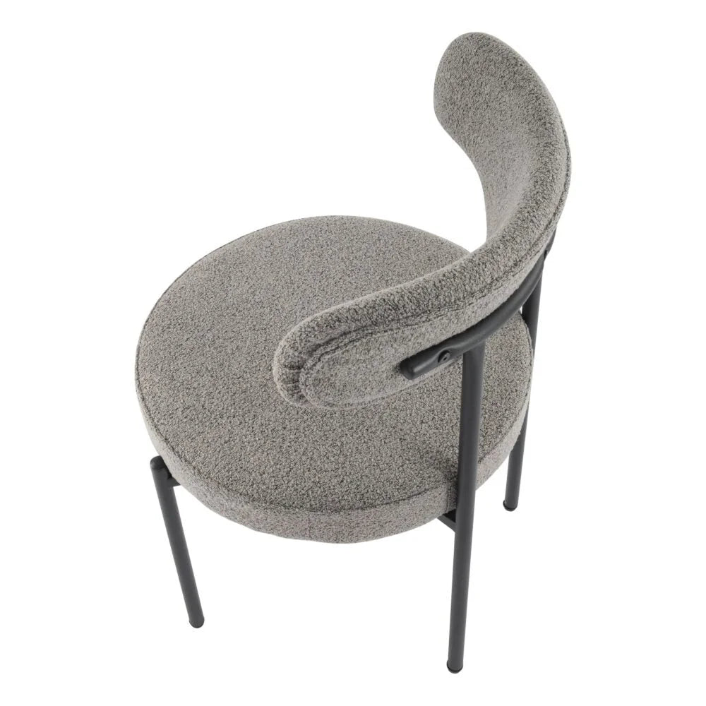 Elsa Dining Chairs Plush Boucle Cushioned in Slate Grey