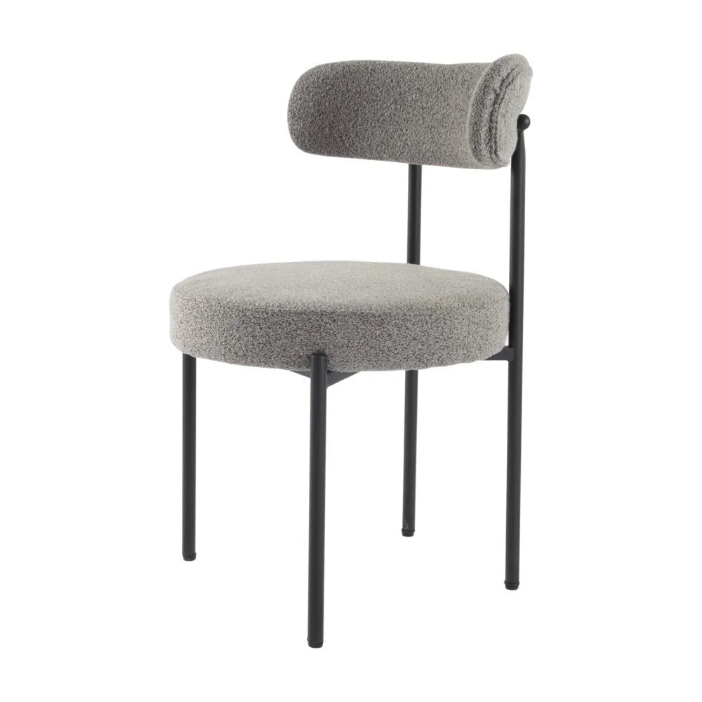 Elsa Dining Chairs Plush Boucle Cushioned in Slate Grey