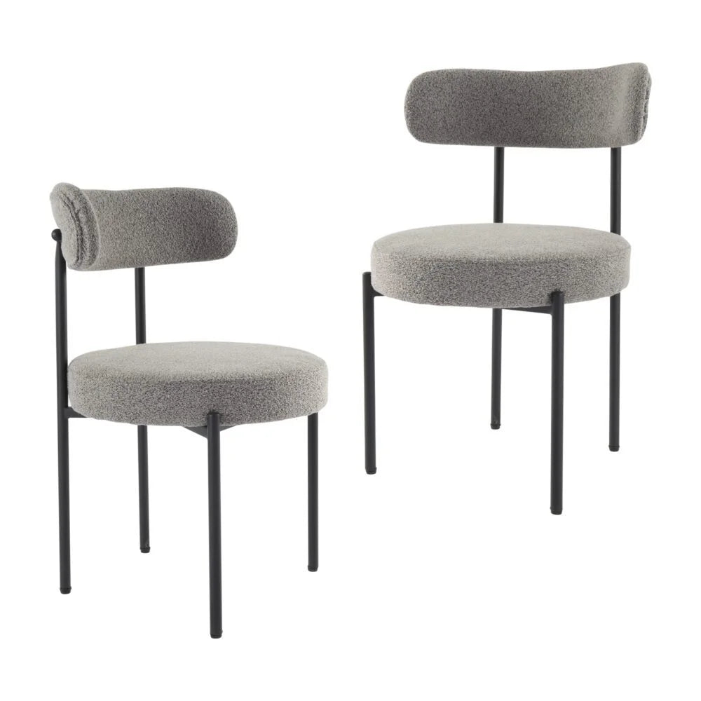 Elsa Dining Chairs Plush Boucle Cushioned in Slate Grey