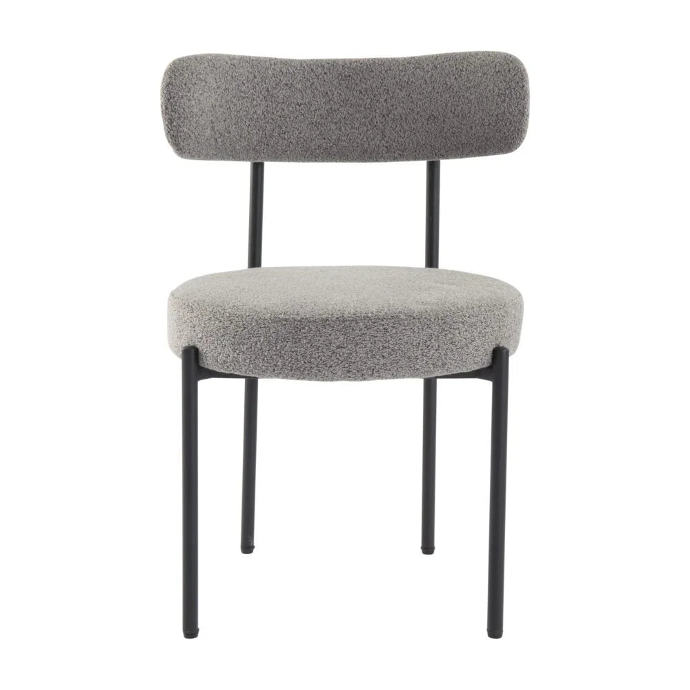 Elsa Dining Chairs Plush Boucle Cushioned in Slate Grey
